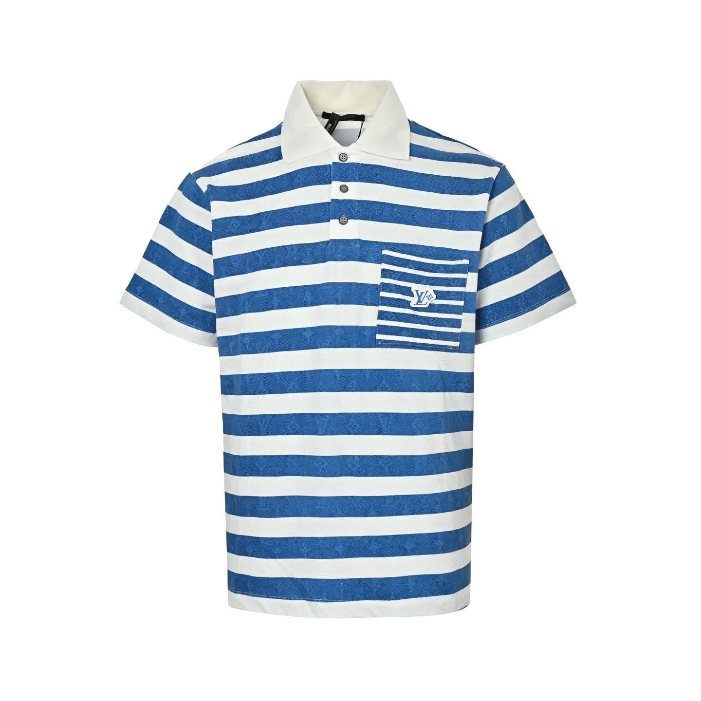 Louis Vuitton/Louis Vuitton 25Blue letter logo printed short-sleeved Louis Vuitton/Louis Vuitton blue striped polo Polo short-sleeved